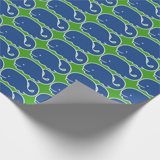 Blauer Preppy nautischwal personalisiert Geschenkpapier (Ecke)