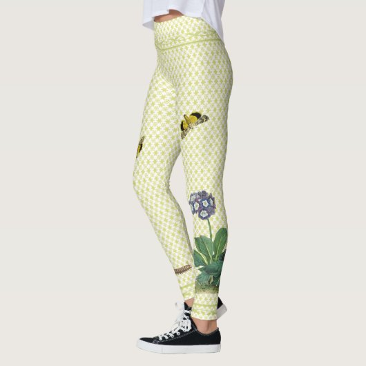 Blauer Primula auf Grün hat Leggings in der (Links)