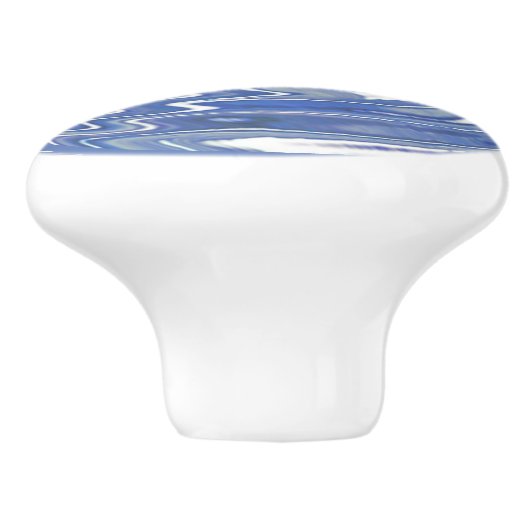 Blauer psychedelischer Schubladen Keramik Knoblauc Keramikknauf (Seitenansicht)