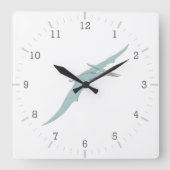 Blauer Pterodactyl-Dinosaurier 4 Quadratische Wanduhr (Vorderseite)