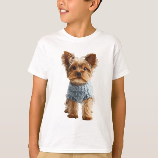 Blauer Pullover Yorkie Kinder (Vorderseite)