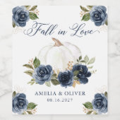 Blauer Pumkin-Sturz in der Liebe Hochzeit Weinetikett (Einzelnes Label)