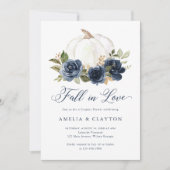 Blauer Pumpkin Fall in Liebe Dusche Einladung (Vorderseite)