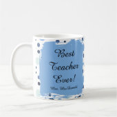 Blauer Punkt bester Lehrer aller Zeiten Geschenk Kaffeetasse (Links)