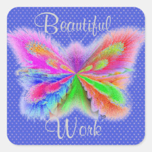 Blauer Punkt Butterfly Quadratischer Aufkleber