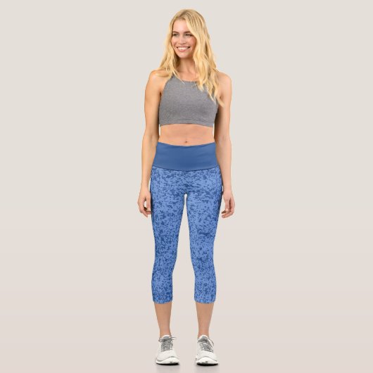 Blauer Punkt Chaos Capri Leggings (Vorderseite)