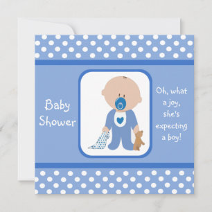 Blauer Punkt Kaukasische Babydusche Einladungen