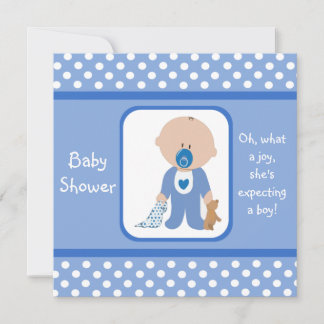 Blauer Punkt Kaukasische Babydusche Einladungen