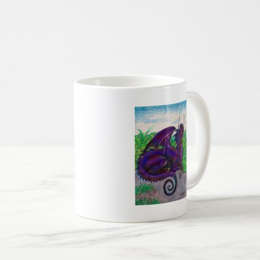 Blauer Purp Drache Dragoness hochrotes Kaffeetasse (VorderseiteRechts)