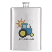 Blauer Putt Traktor Flachmann (Vorderseite)