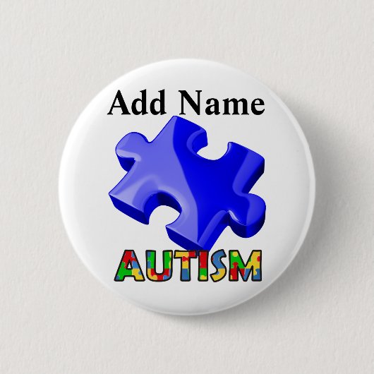 Blauer Puzzle für das Bewusstsein von Autismus Button (Vorderseite)