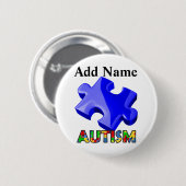 Blauer Puzzle für das Bewusstsein von Autismus Button (Vorne & Hinten)