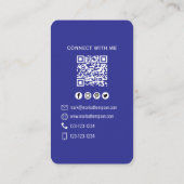Blauer QR-Code Foto Connect Moderne Minimalistik Visitenkarte (Rückseite)