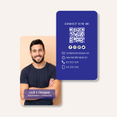 Blauer QR-Code Foto Connect Moderne Minimalistik Visitenkarte