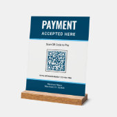 Blauer QR-Code Geschäftszahlung scannen Acrylschild (Winkel)