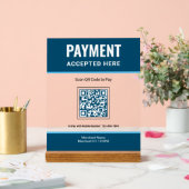 Blauer QR-Code Geschäftszahlung scannen Acrylschild (Hochzeit)
