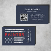 Blauer QR-Code-Maler Amerikanische Flagge Visitenkarte