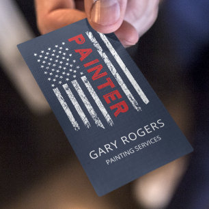 Blauer QR-Code-Maler Amerikanische Flagge Visitenkarte