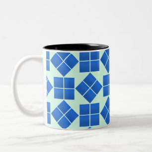 Blauer Quadrat drehen Zweifarbige Tasse