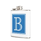 Blauer Quadrat Monogramm Flask Flachmann (Links)