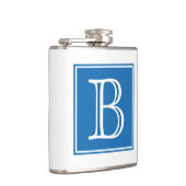 Blauer Quadrat Monogramm Flask Flachmann (Rechts)