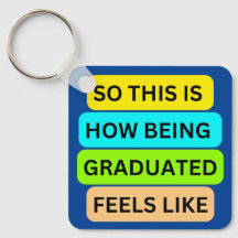 Blauer quadratischer Schlüsselanhänger SO_THIS_IS_