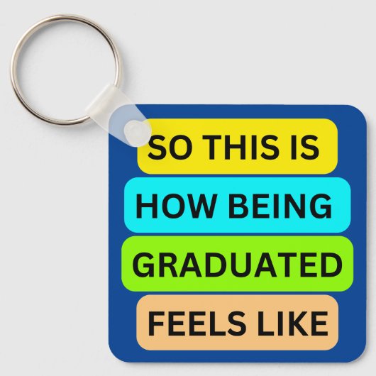 Blauer quadratischer Schlüsselanhänger SO_THIS_IS_ (Vorderseite)