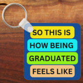 Blauer quadratischer Schlüsselanhänger SO_THIS_IS_ (Vorderseite)