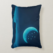Blauer Quarter Mond und Gebirge | Dekokissen (Vorderseite(Vertikal))