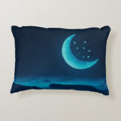 Blauer Quarter Mond und Gebirge | Dekokissen (Rückseite)