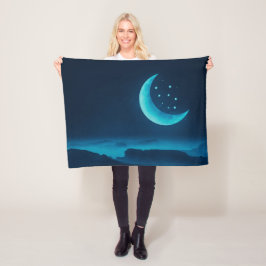 Blauer Quarter Mond und Gebirge | Fleecedecke