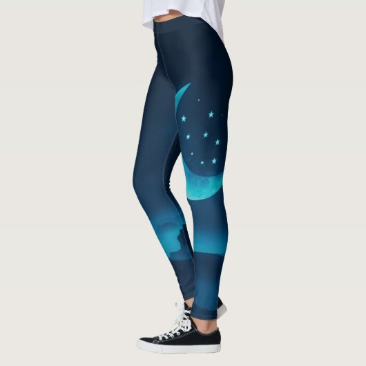 Blauer Quarter Mond und Gebirge | Leggings (Links)