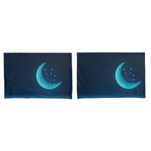 Blauer Quarter Mond und Gebirge| Pillowcase Kissenbezug (Vorderseite-Set)