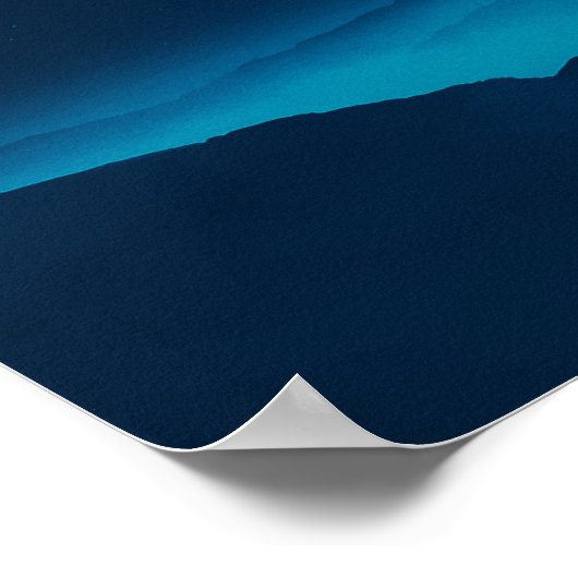 Blauer Quarter Mond und Gebirge | Poster (Ecke)
