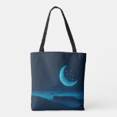 Blauer Quarter Mond und Gebirge | Tragetasche Tasche (Rückseite)