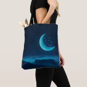 Blauer Quarter Mond und Gebirge | Tragetasche Tasche (Von Nahem)