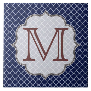 Blauer Quarterfolie Latti Monogram Display Tile Fliese