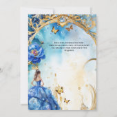 Blauer Quinceañera Glitzer Schmetterling Einladung (Rückseite)