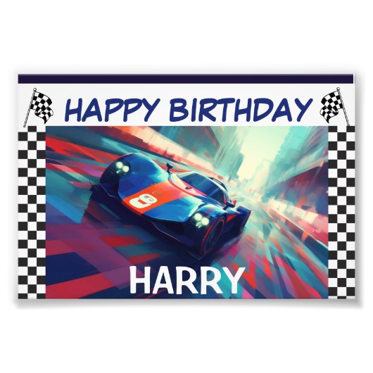 BLAUER RACING CAR BANNER FOTODRUCK (Vorne)