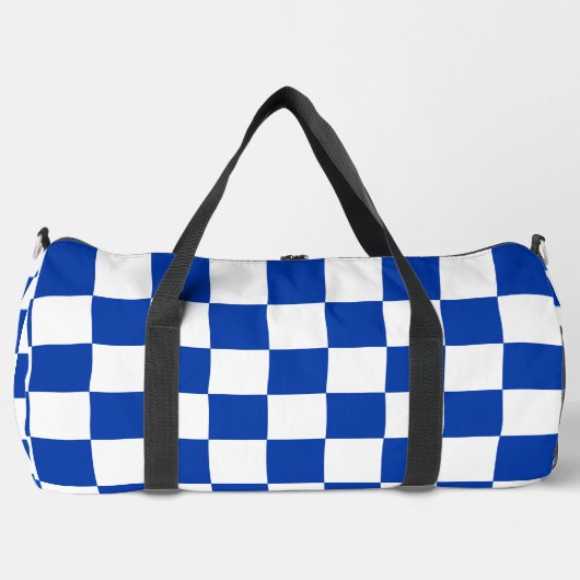 Blauer Racing Checkered Flag Display anpassbar Duffle Bag (Vorderseite)