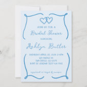 Blauer Rahmen Bridal-Dusche mit Handzeichnung - Ei Einladung (Vorderseite)