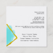 Blauer Rahmen des schicken Aqua des Aquarells Quadratische Visitenkarte (Rückseite)