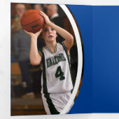 Blauer Rahmen Drei Foto Abschluss Dreifach Gefaltete Einladung (Innen Erste Seite)