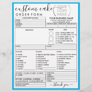Blauer Rahmen Einfaches Modernes Bäckerei-Tortenbe Flyer