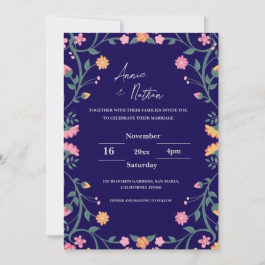 Blauer Rahmen für Hochzeitsfeiern (Vorderseite)