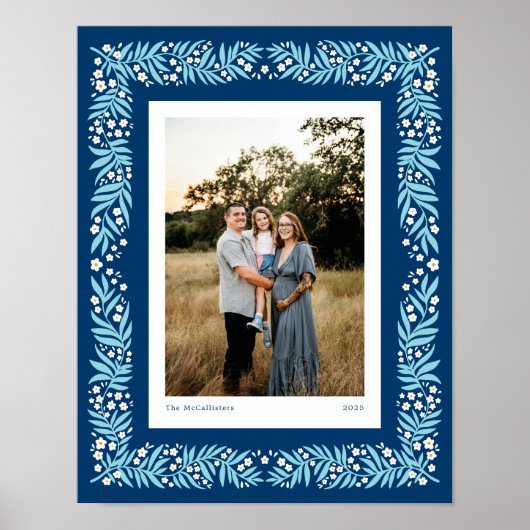 Blauer Rahmen für Navy Folk Art mit benutzerdefini Poster (Vorne)