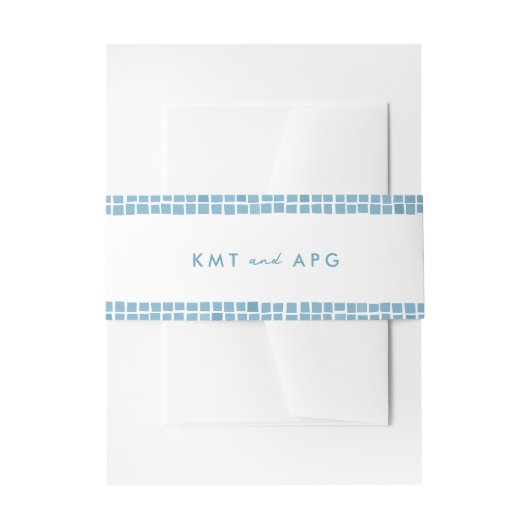 Blauer Rahmen Griechische Hochzeit einfache Initia Einladungsbanderole (Vorderseite Beispiel)