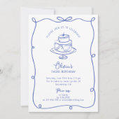 Blauer Rahmen mit Buggeburteinladung Save The Date (Vorderseite)