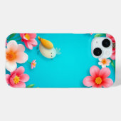 Blauer Rahmen mit bunten Vögeln Case-Mate iPhone Hülle (Rückseite (Horizontal))
