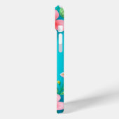 Blauer Rahmen mit bunten Vögeln Case-Mate iPhone Hülle (Rückseite / Links)